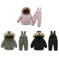 thumbnail image 2 of Baby Boys Girls Snowsuit, Snow Pants And Jackets Toddler Kid Winter Clothes Coat Winter Outfit Sets Kids Hooded With Fur Down Jacket Coat and Overall Pant,1-6T, 2 of 5