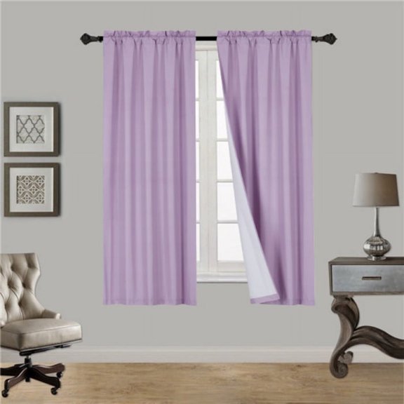 1 lilac Single Panel Solid Foam Lined Blackout Window Curtain Panel Treatment Drape Rod Pocket Size 63" Long R64