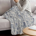 thumbnail image 3 of Blue Flowers Blanket Soft Cozy Warm Throw Blanket for Couch, Plush Fuzzy Flannel Fleece Blankets for Sofa, Retro Rustic Botanical Floral Leaves Vines Bed Blankets Lightweight Gifts for Women, 50"x60", 3 of 9