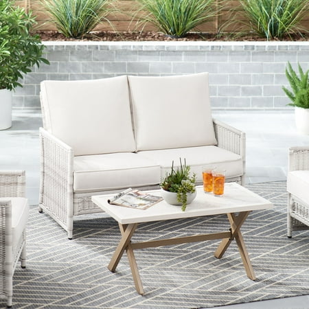 Better Homes & Gardens Paige 2-Piece Wicker Loveseat and Coffee Table