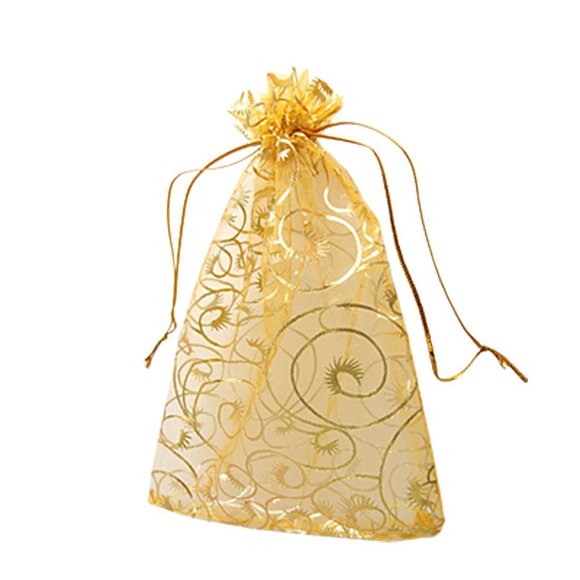 Wedding Favors Small Gift Bags 100pcs 5 Inch x 7 Inch (13x18cm) Gold Organza Bags for Party Favor Bags Small Business Candy Bags Mesh Bag (Gold 5''x7'')