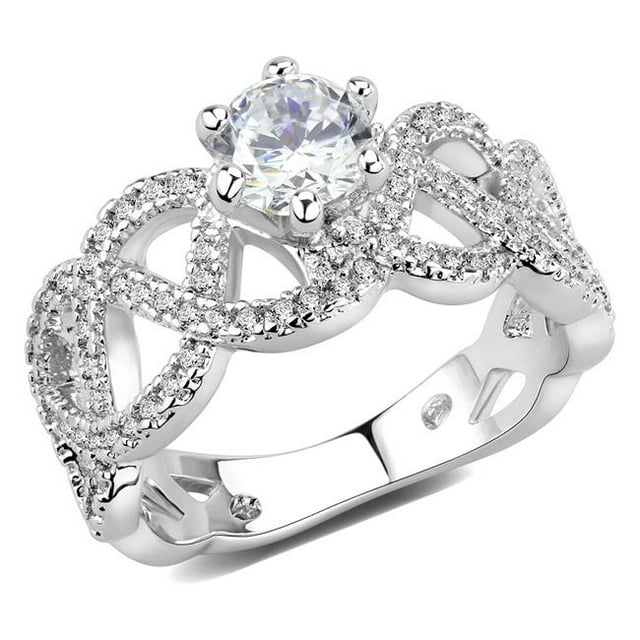 Alamode 3W1577-7 Bague en Laiton Rhodié Femme avec AAA Grade CZ en Clair - Taille 7