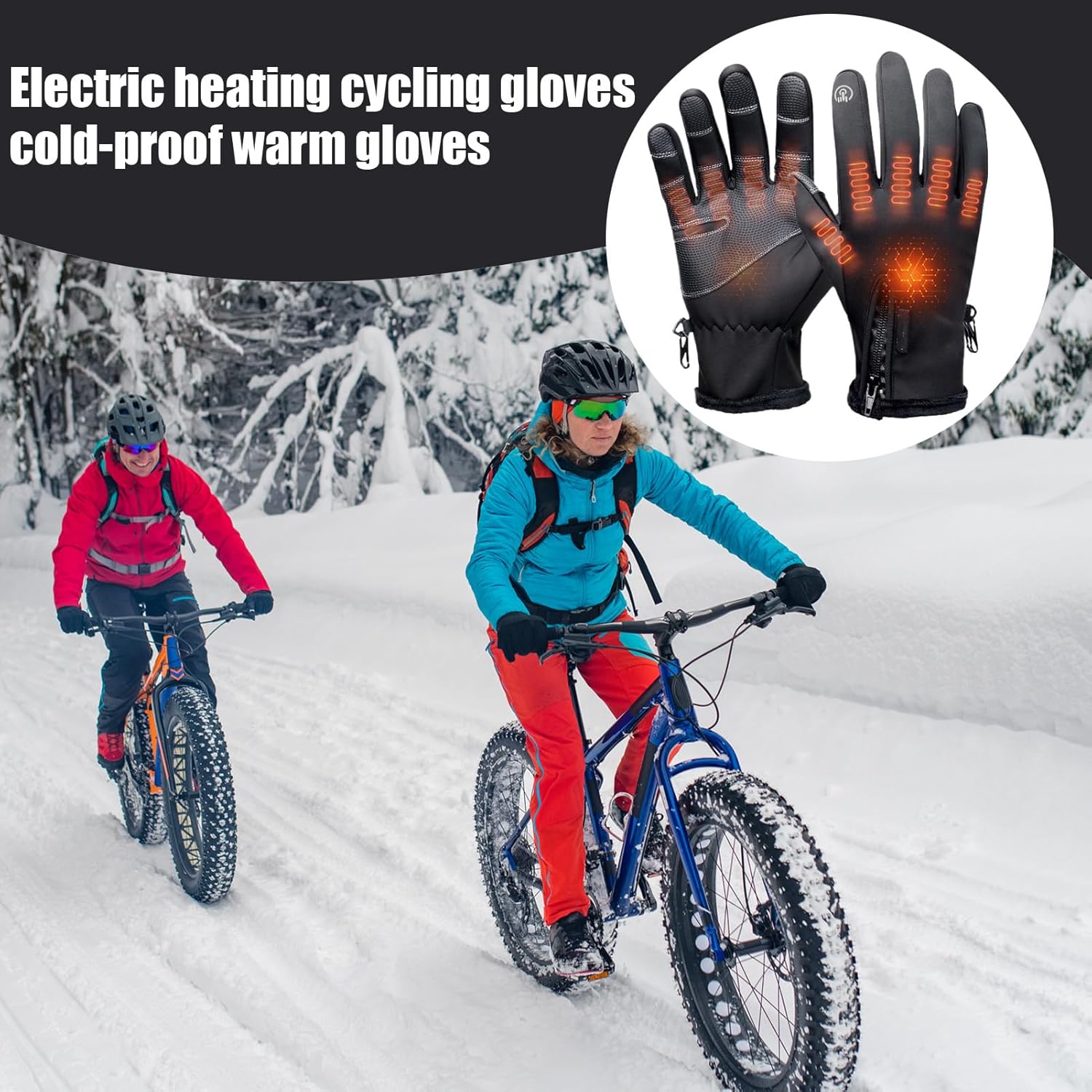 Heated Glove with 3 Heat Settings, Rechargeable Heated Gloves, Winter Gloves for Men and Women, Windproof Anti-Slip Gloves, Full Finger Gloves for Running,Driving,Hiking,and Skiing(Batteries not incl