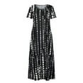 thumbnail image 2 of Fangasis Women Dresses Short Sleeve Sundress Tie Dye Print Dress Ladies Casual Loose Beach Black 3XL, 2 of 9