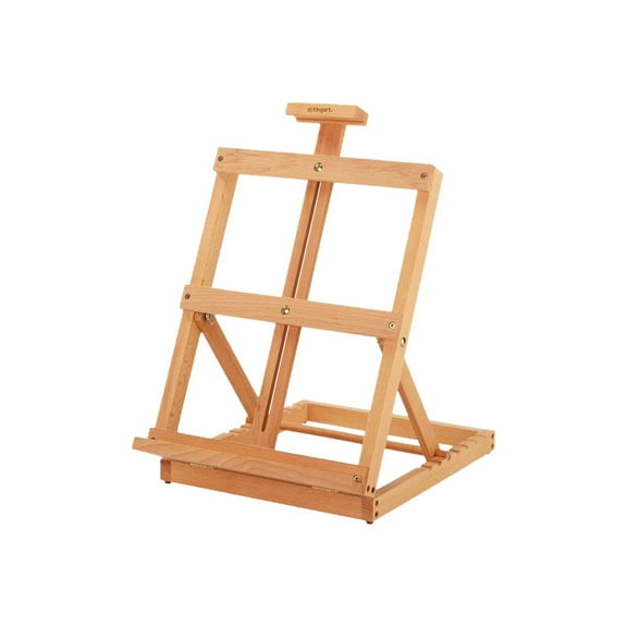 KINGART Studio Wooden H-Frame Studio Easel, Heavy Duty Tabletop, Natural Wood Finish