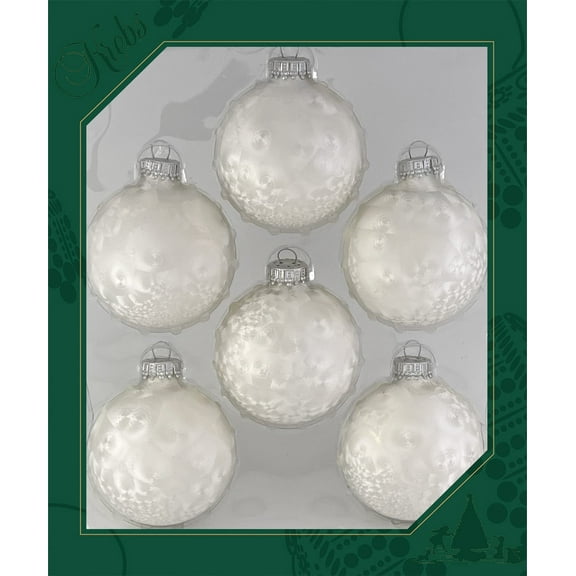 Glass Christmas Tree Ornaments - 67mm / 2.63" [6 Pieces] Designer Balls from Christmas By Krebs Seamless Hanging Holiday Decor