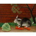 thumbnail image 2 of Rousseau, Henri 32x26 Black Ornate Wood Framed with Double Matting Museum Art Print Titled - The Rabbits Meal 1908, 2 of 4