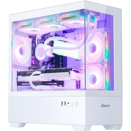 Hoengager Ocean Park Gaming Desktop PC-AMD Ryzen 5 5600X 4.6GHz- RTX 4060 8G - 32GB DDR4 3200 MHz- 1TB M.2 SSD -360mm AIO -RGB Fans -WiFi&Bluetooth Ready -Windows 11 Pro