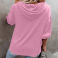 thumbnail image 5 of Womens Long Sleeve Hoodies Casual Loose Fitting Button Up Collar V Neck Drawstring Pullover Sweatshirts Solid Color Tops with Pockets,Pink,XL, 5 of 5