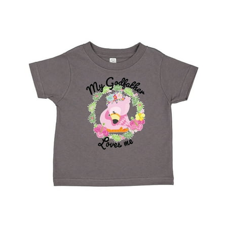 

Inktastic Baby Flamingo My Godfather Loves Me in Flower Wreath Gift Toddler Boy or Toddler Girl T-Shirt