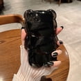 thumbnail image 2 of Compatible with iPhone 12 Clear 3D Cartoon Cute Bear Fashion Design for Women Teen Girls Camera Protect Lovely Animal Shockproof Protective Phone Case-Black, 2 of 15