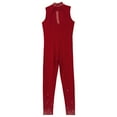 thumbnail image 5 of LiiYii Little Girls Sleeveless Full Body Jumpsuit One Piece Tank Unitard Gymnastics Leotard Shiny Romper Burgundy 12, 5 of 6