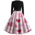 thumbnail image 2 of Women s Fashion Round Neck Casual Fitted Valentine s Print Maxi Dress Long Sleeve Flowy Swing Skirt Soft Comfortable Fabric Perfect for Valentine s Day Date Nights Daily, 2 of 3