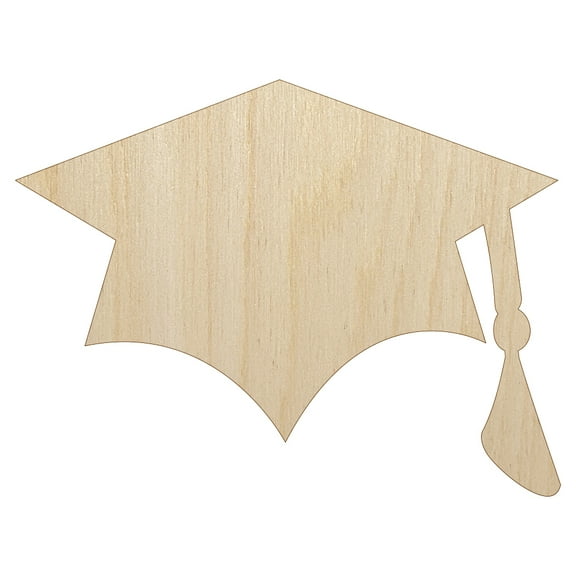 Graduation Cap Solid Wood Shape Unfinished Piece Cutout Craft DIY Projects - 4.70 Inch Size - 1/8 Inch Thick