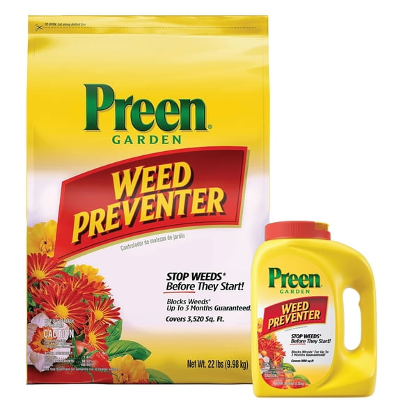 Preen Garden Weed Preventer Flip Top Applicator 5.625 lb. and 22 lb. Refill Bag - Total Coverage 4,420 sq. ft.