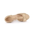 thumbnail image 4 of BLISSFUL STEP Women Round Toe Block Heel T Strap Pumps Beige 7, 4 of 7