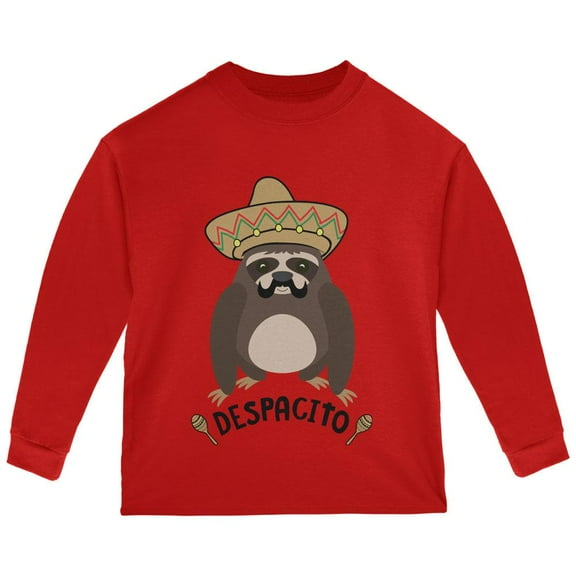 Despacito Means Slowly Funny Sloth Pun Toddler Long Sleeve T Shirt Red 3T