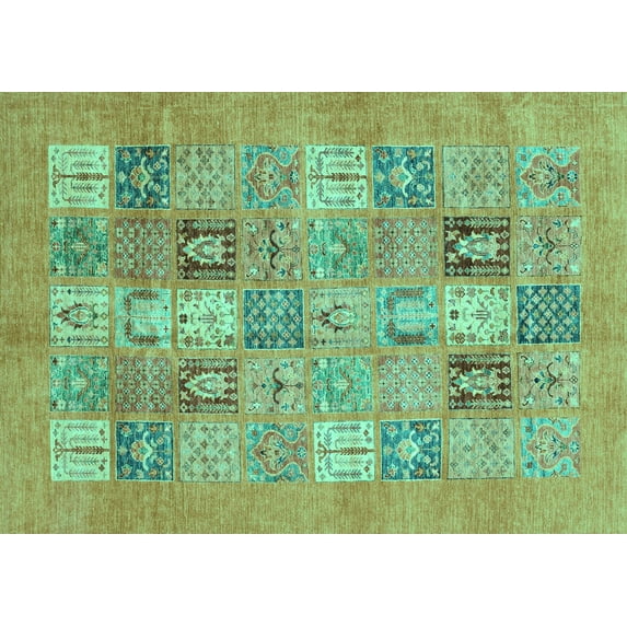 Ahgly Company Indoor Rectangle Abstract Turquoise Blue Modern Area Rugs, 4' x 6'