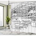 thumbnail image 4 of Ambesonne Modern Shower Curtain, Restaurant Bar Art Sketch, 69"Wx70"L, Black White, 4 of 4