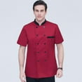 thumbnail image 4 of Chef Clothes Breathable Cotton Sweat Absorption Skin Friendly for Pub Waiter Red, 4 of 8