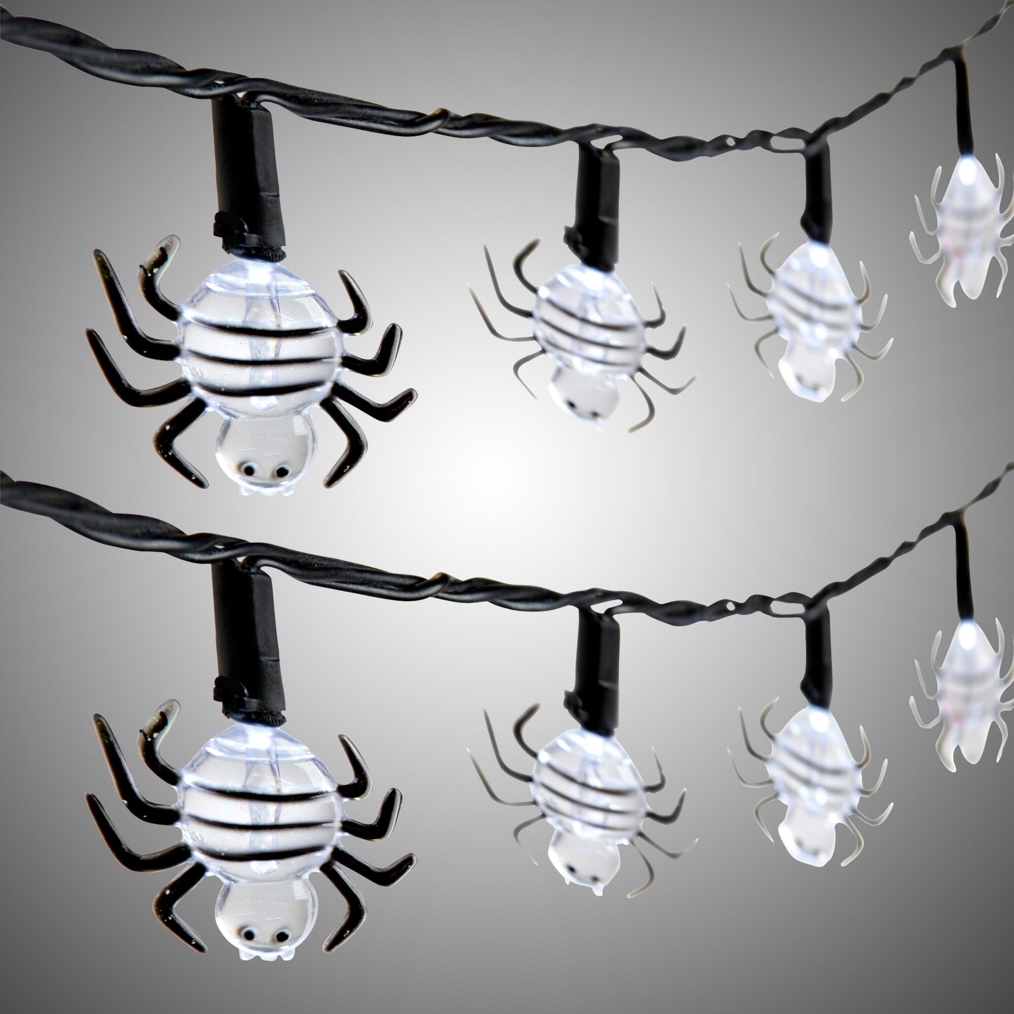 Northeast Home Goods Clear Spiders Halloween LED String Lights, Set of 20