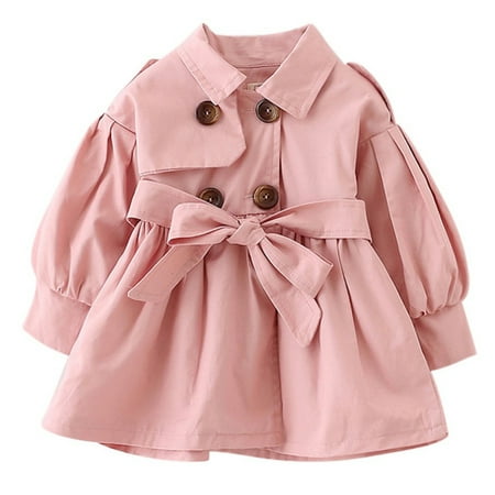 

Toddler Girl Spring Autumn Windbreaker Jacket Princess Trench Coat for 1-4 Years Pink