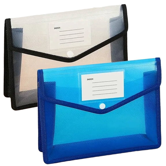 NATPLUS Letter Size File Folders with Snap Button, Black & Navy Blue, 2 Count, 2 Pack