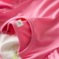 thumbnail image 3 of Wuxian Child Girls Summer Dresses Casual Round Neck Flutter Sleeved Patchwork Floral Printed Skirt For Toddler Kids Beach School Party Outfit Dress, Pink, 2-3 Years, 3 of 8