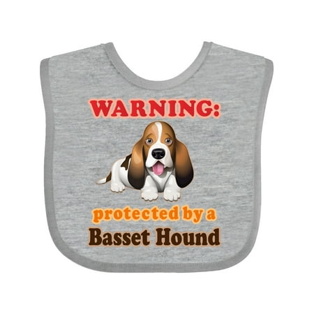 

Inktastic Protected by a Basset Hound Funny Dog Gift Baby Boy or Baby Girl Bib