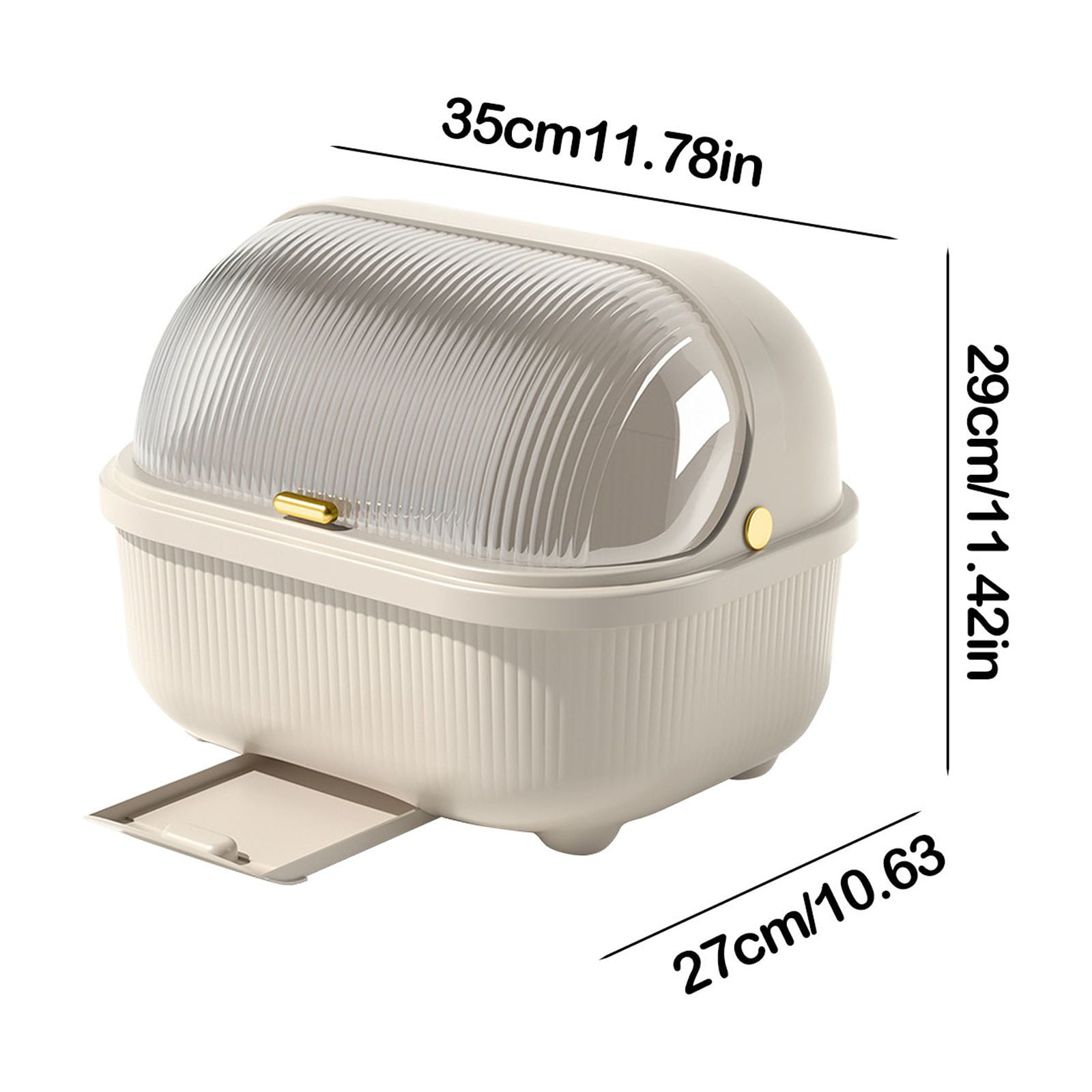 KQJQS Dish Drying Rack with Semi-Flip Cover – Multi-Compartment Chopsticks Storage & Sealed Drainer for Kitchen Countertop