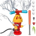 thumbnail image 2 of Juego de juguetes T-Ball con rociador de agua contra incendios, juego acuático al aire libre de verano, incluye 1 bate de béisbol y 3 pelotas, 2 of 6