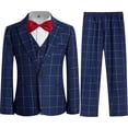 thumbnail image 2 of Conjunto de traje a cuadros para niños, 4 piezas, blazer, chaleco, pantalones, traje formal clásico para fiesta de boda, 2 of 5