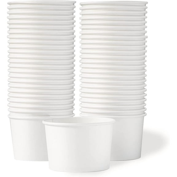 Paper Ice Cream Cups - 50-Count 16-Oz Disposable Dessert Bowls for Hot or Cold Food, 16-Ounce Party Supplies Treat Cups for Sundae, Frozen Yogurt, Soup, White