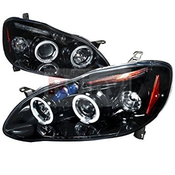 Spec-D Tuning Toyota Corolla 2003 2004 2005 2006 2007 2008 LED Halo Projector Headlights - Black