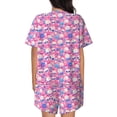 thumbnail image 6 of Susaid Skull Blue Flower Print Women's Pajama Set, Button-Up Sleepwear with Elastic Waist Shorts, Perfect for Lounging, Yoga, Beach, and Casual Wear-X-Large, 6 of 7