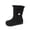 Black, variant on GobdXE Girls Mid Calf Boots Solid Faux Suede Ruffled Cuff Bow Pearl Decor Fall Winter Casual Shoes Beige,8-9 Years