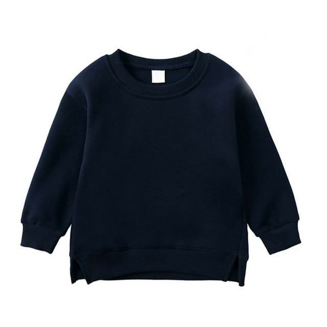 RXMEKW Chandail en Molleton pour Tout-Petits Garçons Filles, Haut à Manches Longues Col Rond, Couleur Unie