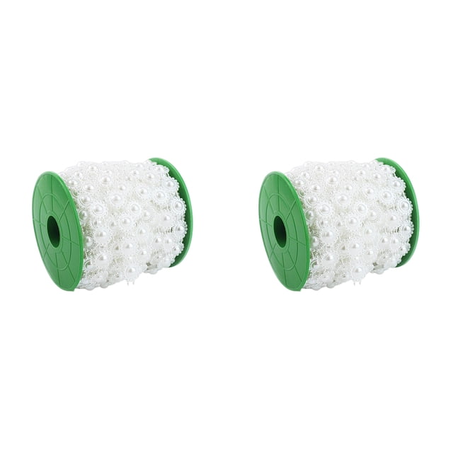 Inteprter 2 rollos de perlas de imitación de 16MM, hebras de decoración lisas de plástico, joyería de moda resistente y elegante, regalos de Navidad Artesanía Blanco Inteprter HA075526-01