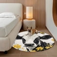 thumbnail image 3 of Farmhouse Cow Round Area Rug 7 FT, Non Slip Living Room Area Carpet, Spring Pastoral Yellow Floral Vintage Washable Soft Circular Rug Non-Shedding Floor Carpet for Bedside Office Play Room Classroom, 3 of 9