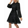 thumbnail image 2 of Robes d'Automne à Manches Longues pour Femmes, Taille Boutonnée avec Ceinture, Robe Trapèze Courte, Robe Décontractée d'Automne et d'Hiver, Noir G, 2 of 10