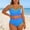 Women's Plus Size Bikini Set-Sky Blue, variant on Women's Plus Size Two Piece Swimsuit V-Wire Underwire Bikini Set High Waisted Tummy Control Bathing Suit with Adjustable Straps for Beach