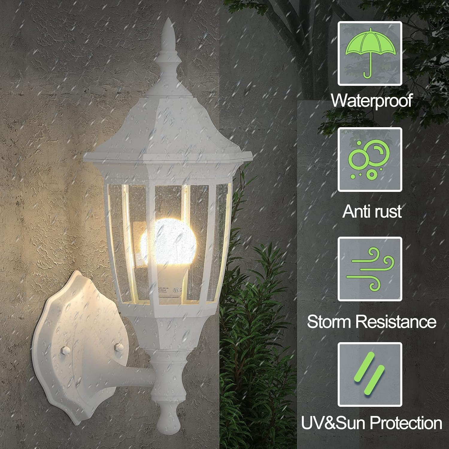 EMART Outdoor Porch Light, Exterior Waterproof Wall Light Fixtures, Anti-Corrosion Plastic Material for Backyard, Garage - White, 1 Pack