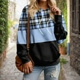 thumbnail image 2 of XIAONU Womens Hoodies Trendy Checkered Printed Drawstring Hoodie Long Sleeved Baggy Pocket Color Blocked Pullover Sport Hoodie, 2 of 4