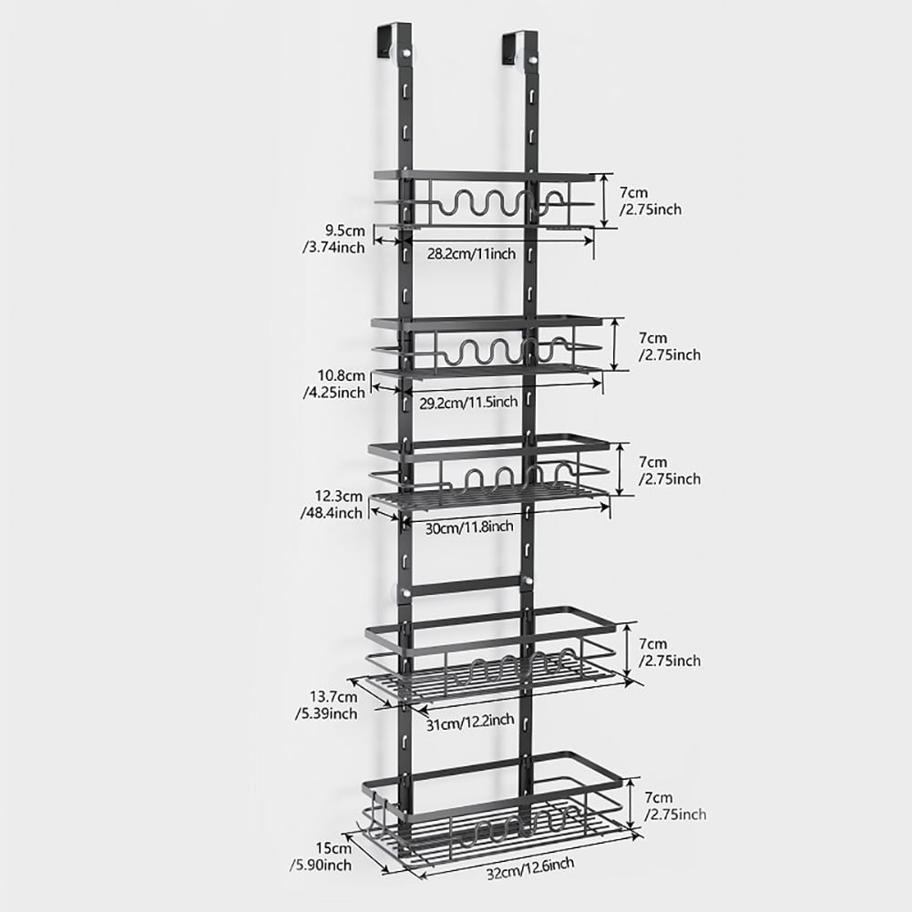Over The Door Pantry Organizer, Pantry Door Organizer Shelves, Metal Hanging Spice Rack For Pantry Door, Multi-Tier Over The Door Organizer For Kitchen Bathroom