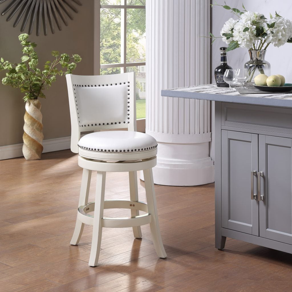 Boraam Bristol 24" Swivel Counter Stool, Distressed White