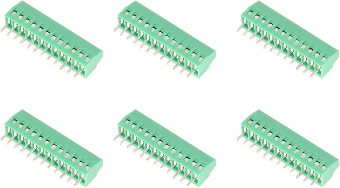 Gamvdout 12 Pin 2.54mm Pitch Green PCB Universal Screw Terminal Block Connector 10pcs Set and Terminal Block with high fire Retardant Performance Easy to Welding fulfill Your Demands