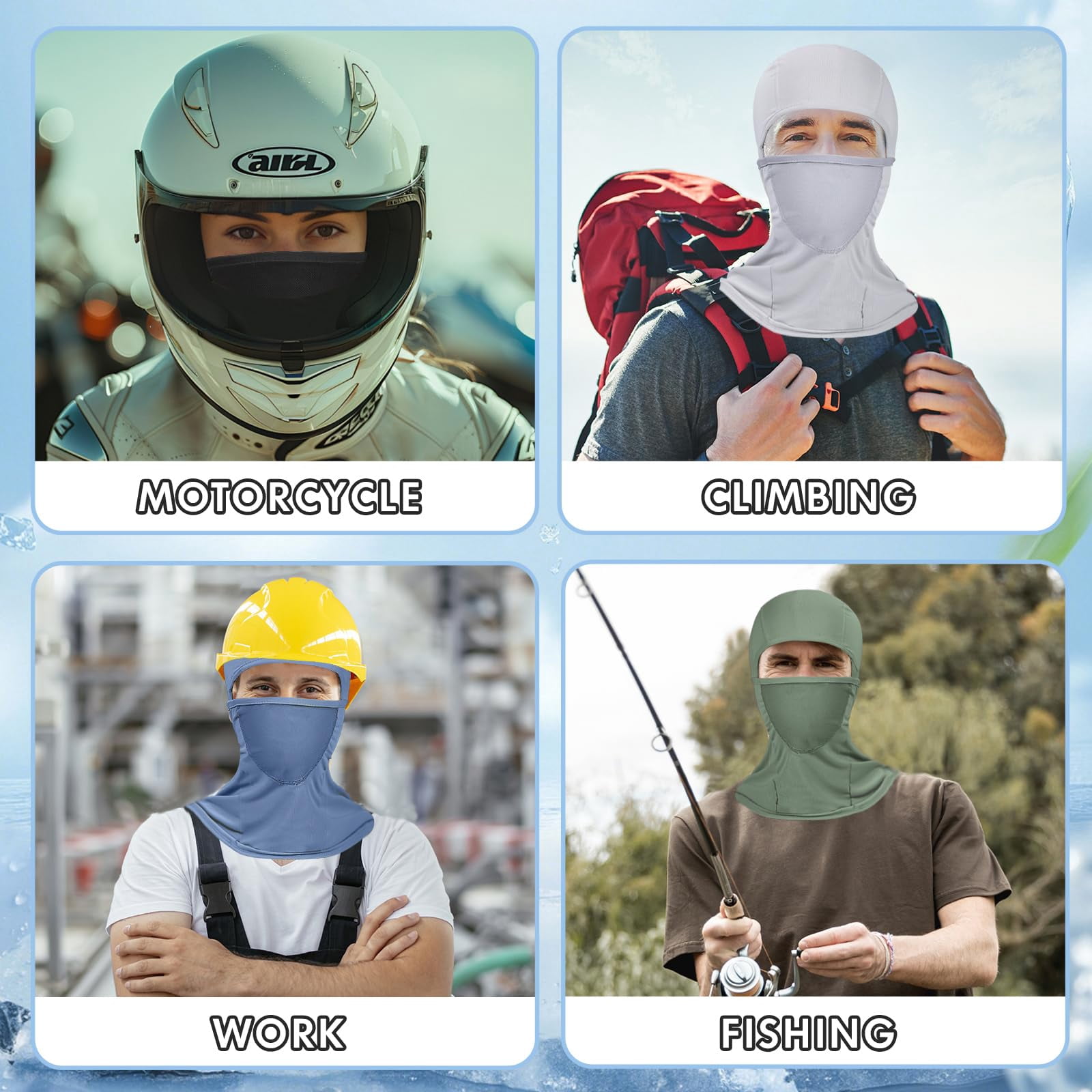 6 Packs Ski Mask Sun Uv Protection Hood Breathable  Balaclava Face For Men Women - Fish