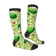 thumbnail image 3 of Balery Avocado Green Striped Printed Novelty Socks Men's Women's Crew Socks Sports Socks Knee High Socks Cotton Socks Quirky and Cool Socks, 3 of 9