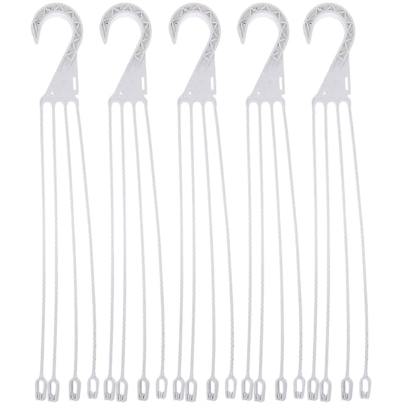 5Pcs Plastic Plant Pot Hanger 17.72 Inch White Hanging Basket Hooks, Flower Pot Hangers for Indoor/Outdoor Garden, Patio, Balcony Decor, Detachable 4-Prong Design