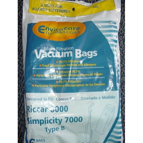 Simplicity Type "B" 7000 Bags- 12 pack